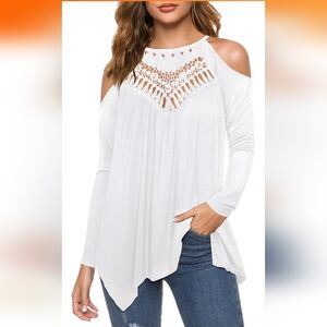 Miholl Crochet Cold Shoulder Top Sz. S